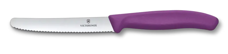 11Cm Wavy-Edge Tomato Knife – Violet Handle, Swiss Classic Series 1