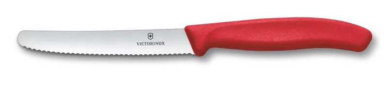 11Cm Wavy Tomato Knife – Red Handle, Swiss Classic Series 1
