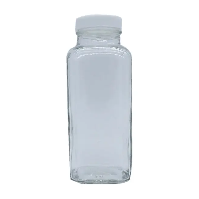 12 Oz French-Style Square Glass Bottle With Screw Cap 1