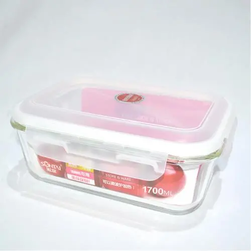 1700 Ml Large-Capacity Glass Food Storage Container With Snap Lid 1