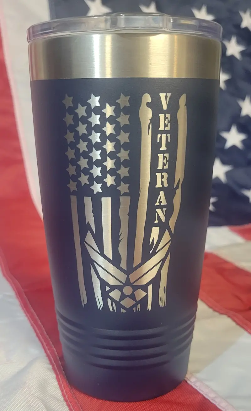 20Oz Military Veteran Tumbler – American Flag & Branch Logos 4