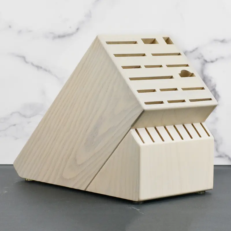 24-Slot Gray Ash Wood Knife Block – Modern Minimalist Design 1