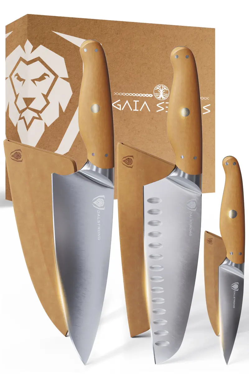 3-Piece Eco-Conscious Knife Set: Chef, Santoku & Paring – Gaia Series By Dalstrong 1