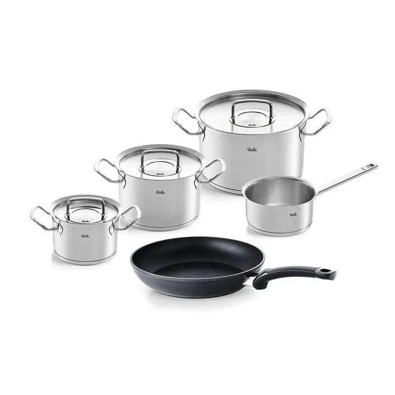 5-Piece Cookware Set: Stainless Steel Pots, Saucepan & Levital Classic Frying Pan With Metal Lids 1