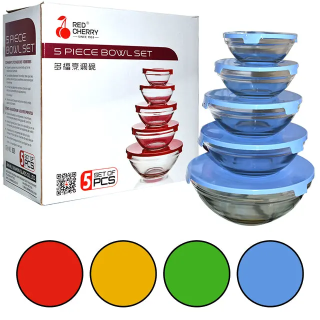 5-Piece Set Of Glass Food Storage Bowls 1