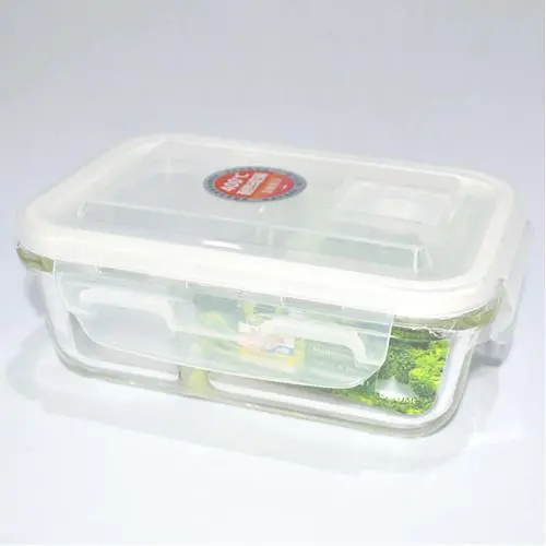 550 Ml Two-Section Glass Food Container With Leak-Resistant Snap Lid 1
