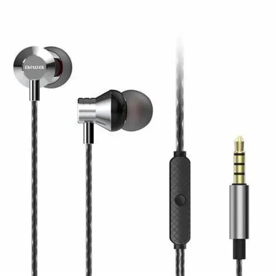 Aiwa Silver In-Ear Stereo Headphones – Compact Wired Audio 1