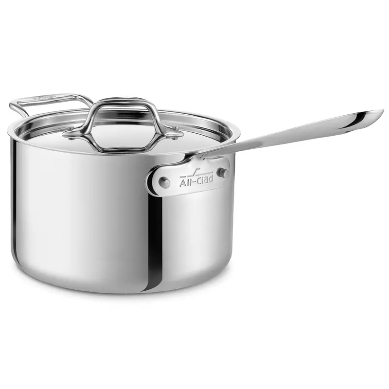 All-Clad D3 4-Quart Stainless Saucepan With Helper Handle 1