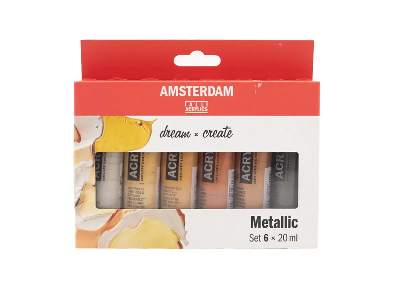 Amsterdam Standard Metallic Acrylic Paint Set – 6 Shimmering Hues 1