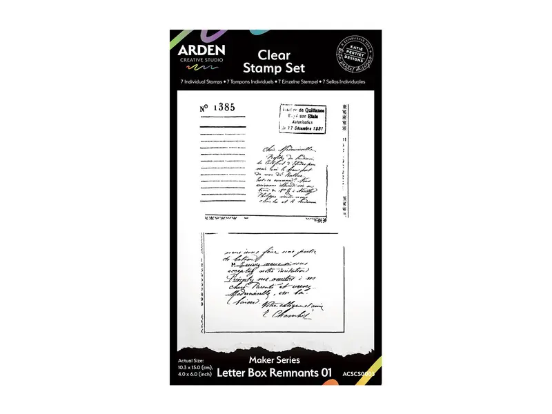 Arden Creative Studio Maker Series Letter Box Remnants Themed Stamp Set 1