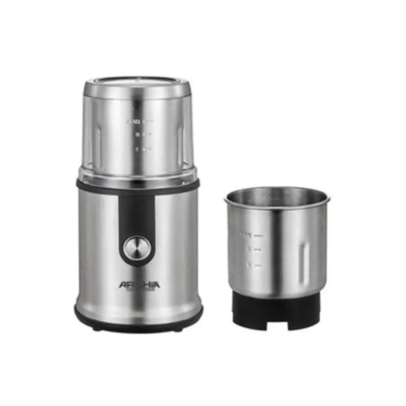 Arshia 500W Wet & Dry Coffee Grinder – Adjustable Settings, Silver Finish 1