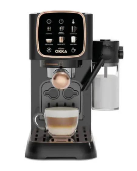 Arzum Okka Copper-Trimmed Espresso Machine – 1376W Semi-Automatic, Stylish Black Base 1