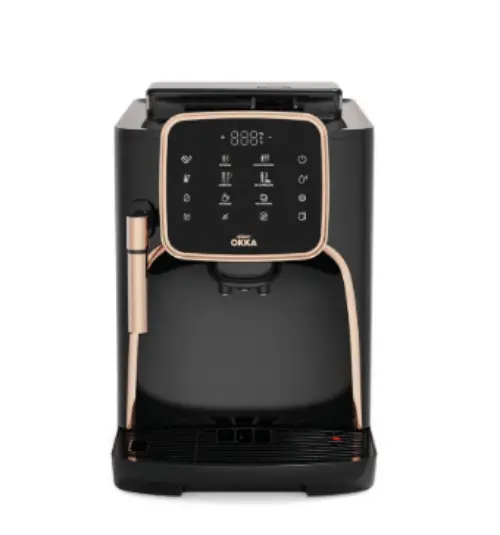 Arzum Okka Fully Automatic Espresso Machine – 1450W, Copper Accents, Black Finish 1