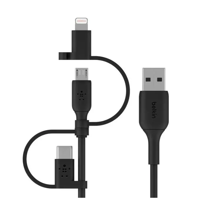 Belkin Boost Charge Universal Cable – Usb-A To Usb-C/Micro-Usb/Lightning Triple-Compatible Charging Cable In Black 1