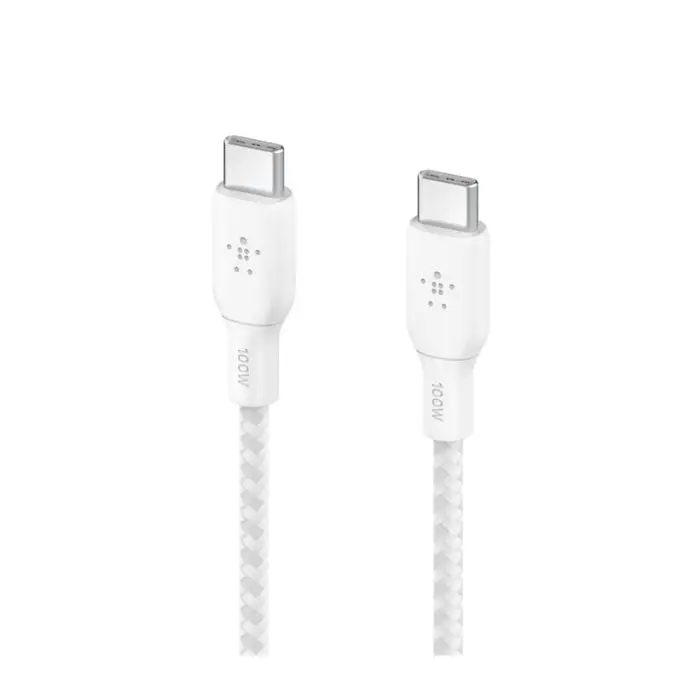 Belkin Boost Charge Usb-C To Usb-C Braided Cable – 100W Pd, 2M, White 1