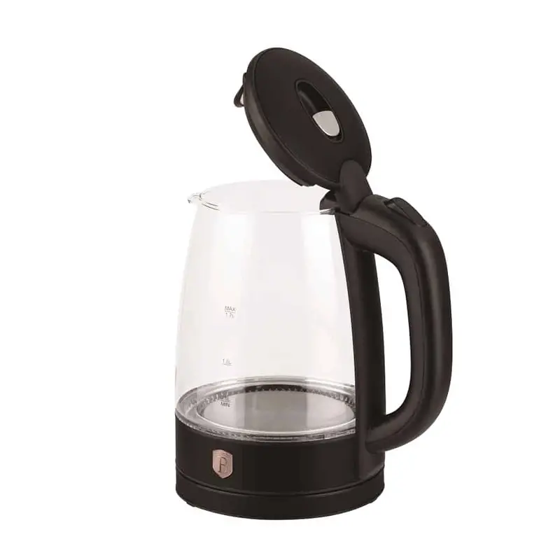Berlinger Haus 1.7L Electric Glass Kettle – 2200W, Black Rose Accent 1