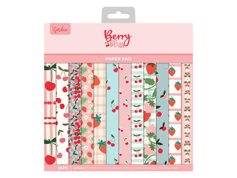 Berry Bliss Berry Print Paper Pad – Compact 8" X 8" Craft Collection 1