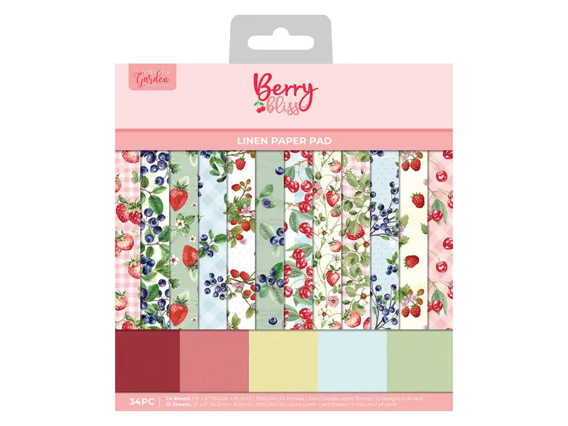 Berry Bliss Vintage Berries Linen Paper Pad – 12" X 12" Textured Sheets 1