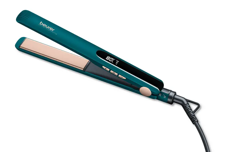 Beurer Ceramic Hair Straightener With Keratin Infusion – Energy-Efficient, Emerald Green 1