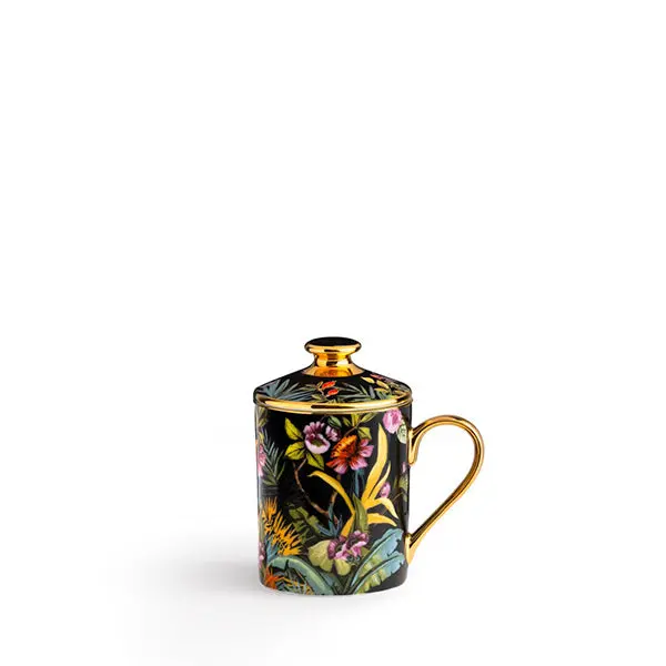 Black Jungle-Themed Ceramic Mug 1