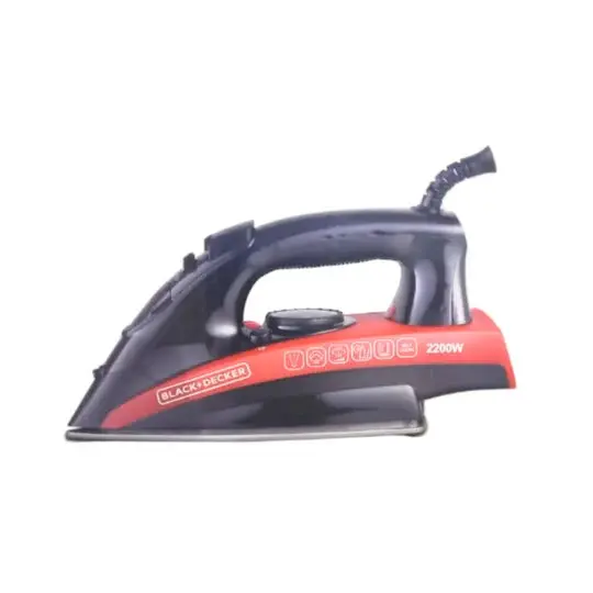 Black+Decker 2200W Steam Iron – Non-Stick Soleplate, Bold Black & Red 1