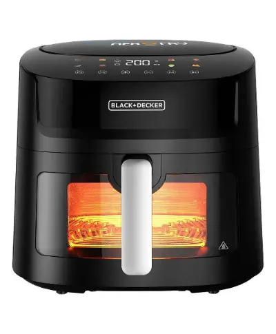 Black+Decker Digital Air Fryer – 7.2L Basket, 1800W Output, Viewing Window, Glossy Black 1