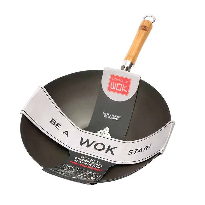 Carbon Steel Wok – 30Cm Pre-Seasoned & Reinforced 1