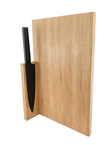 Compact Oak Cutting Board With Magnetic Knife Holder (32 X 21 X 2 Cm) 1