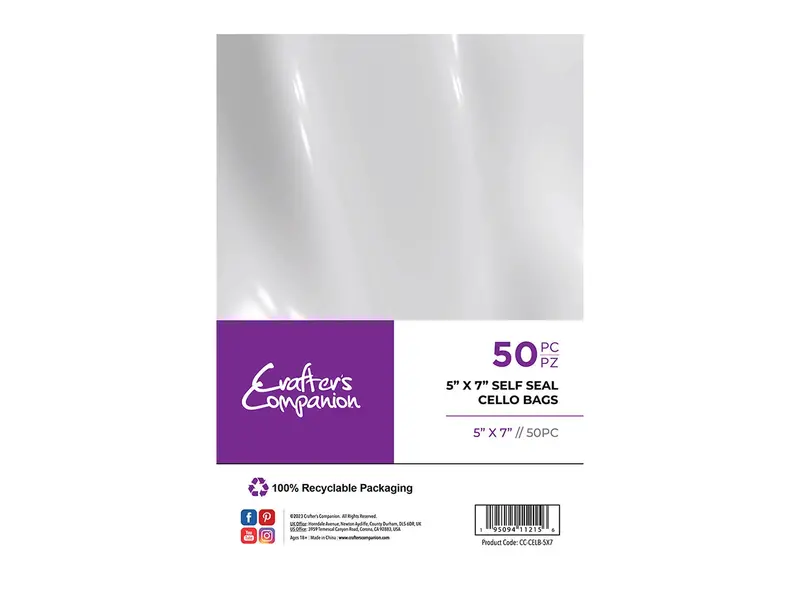 Crafter'S Companion 5X7 Inch Self-Seal Cellophane Bags – Pack Of 50 1