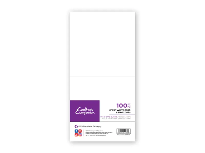 Crafter'S Companion 6X6 Inch White Cardstock And Envelope Pack – 50 Count 1