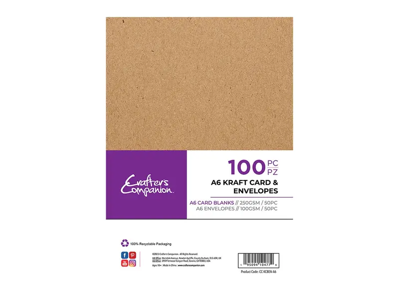 Crafter'S Companion A6 Kraft Cardstock & Matching Envelopes – 50-Piece Kit 1