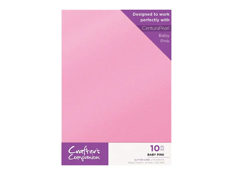 Crafters Companion Baby Pink Glitter Cardstock Pack – 10 Sheets 1