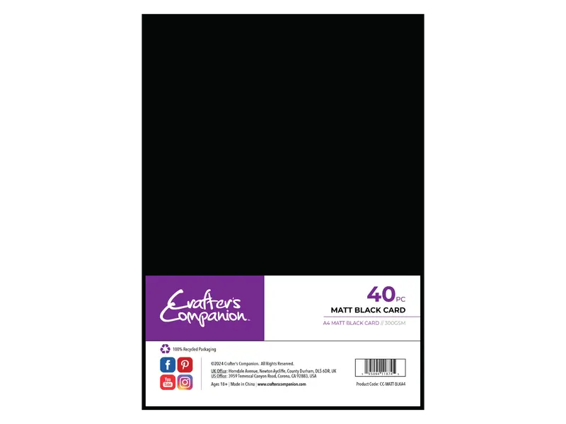 Crafter'S Companion Matt Black Cardstock – A4 Size, Heavyweight 1