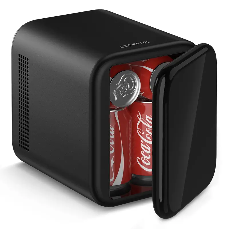 Crownful 4-Liter Portable Mini Fridge – 6-Can Compact Skincare Cooler In Black 1