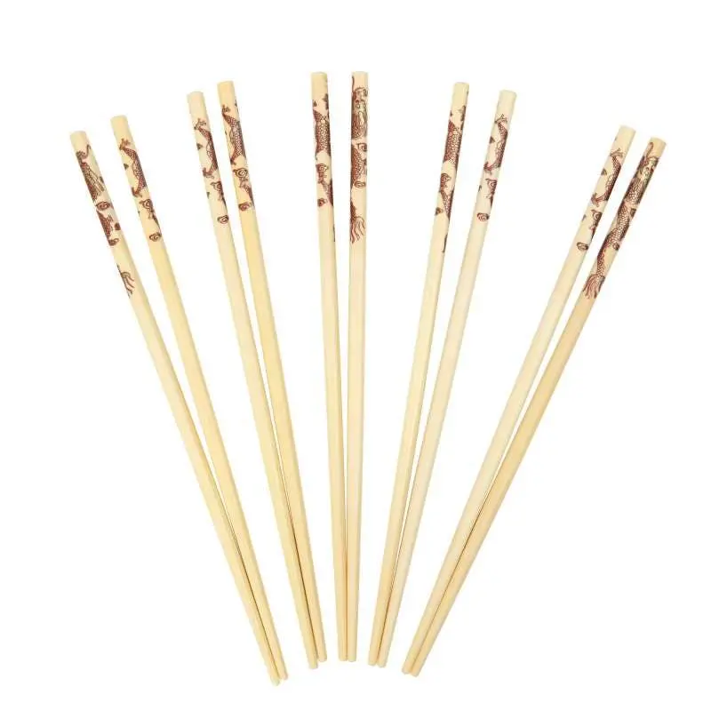 Decorative Bamboo Chopsticks – 10-Pair Set With Dragon Motif, Ideal For Sushi, Asian Cuisine & Gifting 1