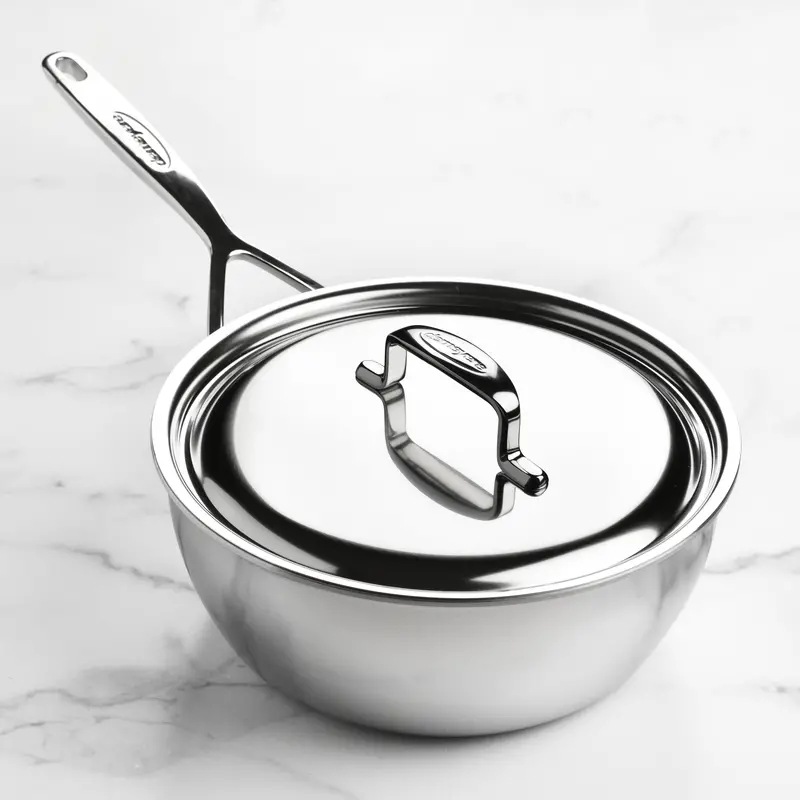Demeyere 5-Plus Saucier – 3.5-Quart Stainless Steel Rounded-Base Sauce Pot 1