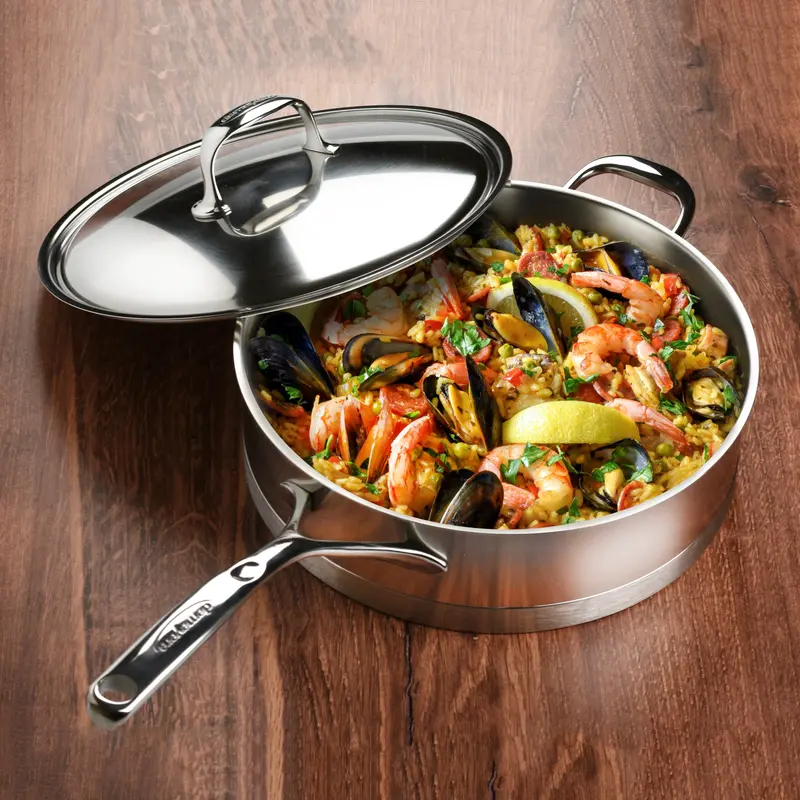 Demeyere Atlantis Saute Pan – 5.1-Quart Stainless Steel Wide-Bottom Cookware 1