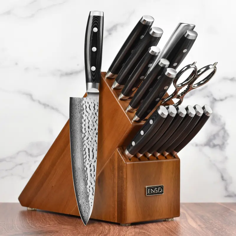 Enso Hd 16-Piece Acacia Wood Knife Block Set 1