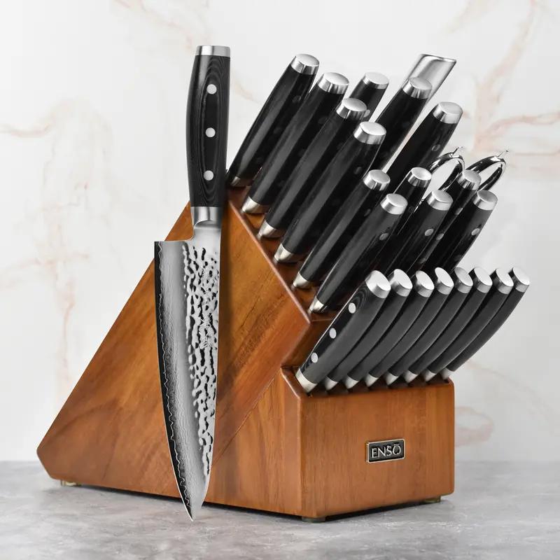 Enso Hd 25-Piece Acacia Wood Knife Block Set 1