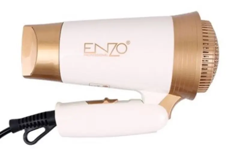 Enzo Flexible-Neck Hair Dryer – Swivel Base For Easy Positioning, White & Gold Accent 1