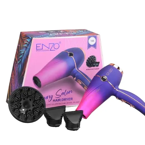 Enzo Luxury Salon Hair Dryer – Smart 4X-Faster Motor, 1800W Dual-Tone Blue & Purple 1
