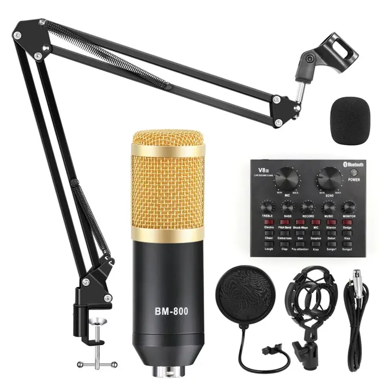 Gbt Bm-800 Condenser Microphone Kit – Includes V8 Soundcard For Studio Recording 1
