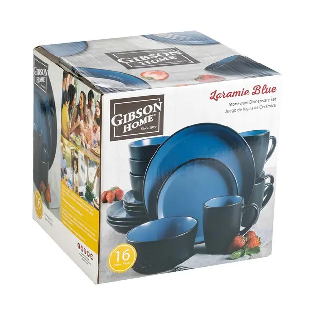 Gibson Larmie Blue 16-Piece Ceramic Dinnerware Collection 1