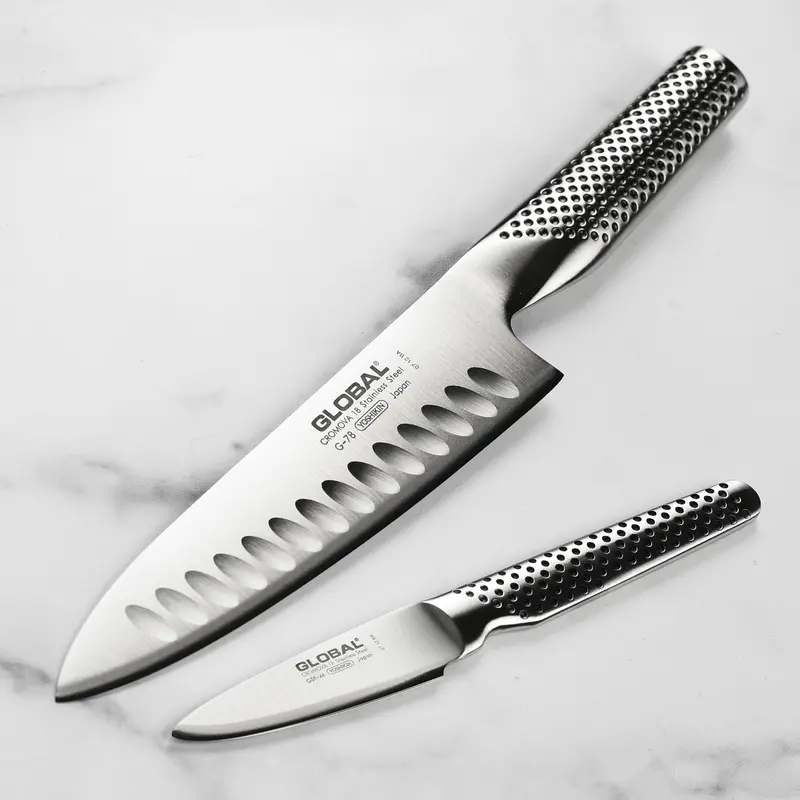 Global 2-Piece Hollow-Edge Chef Knife Set 1