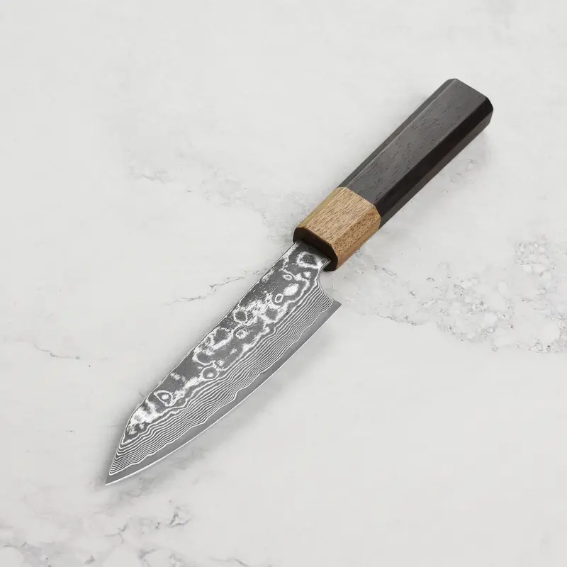 Hatono Sg2 Kurozome Damascus Petty Knife – 5.3", Precision Detailing & Paring Tool 1