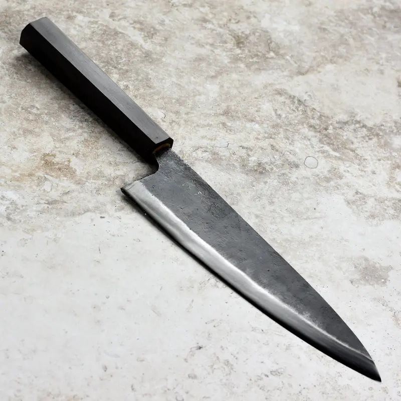 Hatsukokoro Kurogane Gyuto Knife – 8.25" Aogami #2 Kurouchi Blade With Ebony Handle 1