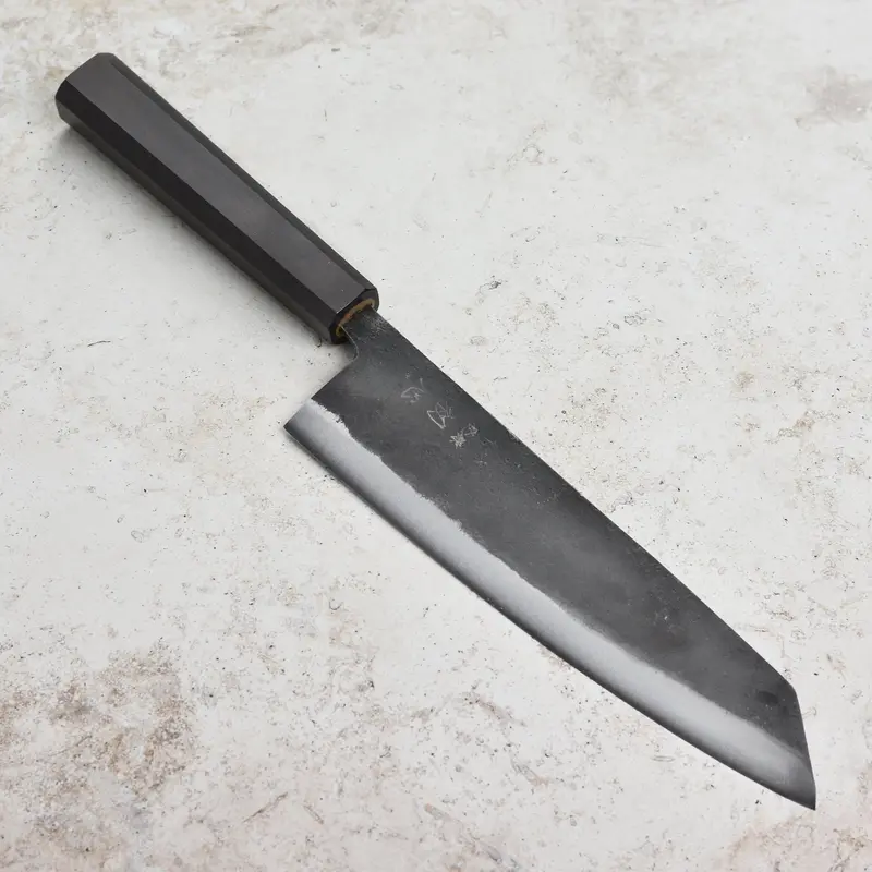 Hatsukokoro Kurogane Kiritsuke Gyuto – 8.25 Inch Aogami #2 Kurouchi With Ebony Handle 1