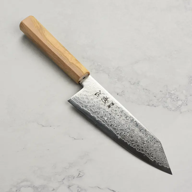 Hatsukokoro Ryuhyo Sg2 Damascus Bunka – 7 Inches, Olivewood Handle 1