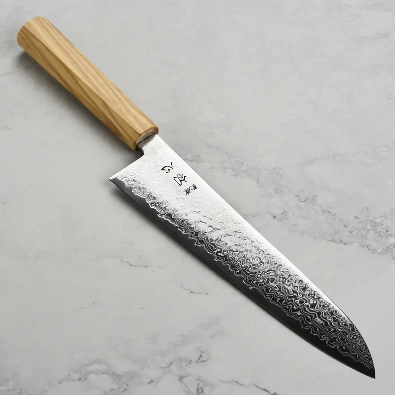 Hatsukokoro Ryuhyo Sg2 Damascus Gyuto Chef Knife – 9.4 Inches, Olivewood Handle 1