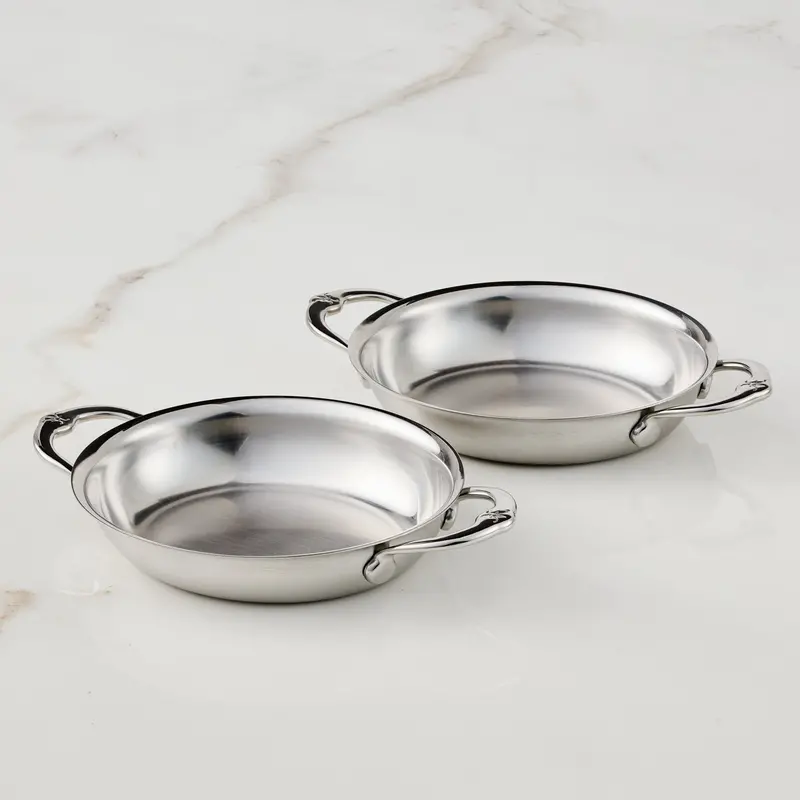 Hestan Tri-Ply 2-Piece Mini Oval Au Gratin Set – 6.5X5.5-Inch Nested Baking Dishes 1